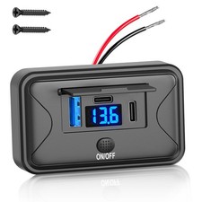 90W 12V USB Outlet Panel Wall Mount, Dual 36W USB C and QC 3.0 18W Car USB Po...