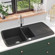 Granite Kitchen Sink Double Basin Kitchen Utility Sinks Multi Colours vidaXL