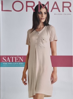 Lormar Camicia Da Notte Donna Mezza Maniva in Viscosa Leggera art. sat1328