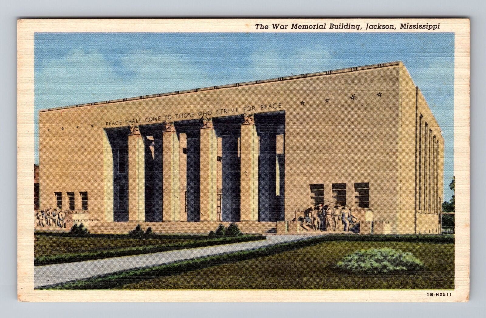 Jackson MS- Mississippi, War Memorial Building, Vintage Postcard