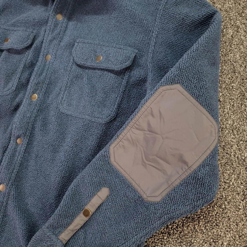 Sobrecamisa LL Bean para hombre azul medio Allagash polar chaqueta codo parche a presión Foto 3 de 4