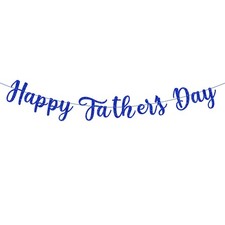 Happy Fathers Day Decorations Banner, Glitter Blue Father's Day Party Supplies q