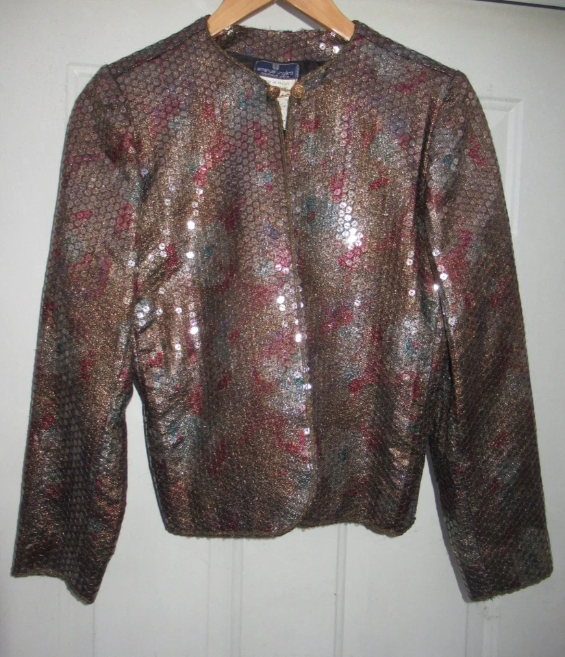 Vintage Emanuel Ungaro Paris Jacket Skirt Set Sequins 40 Euro 38" Bust/26" Waist - Image 3 of 4
