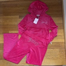NEW NWT JUICY COUTURE Velour OG Bling Tracksuit Set Vixen Pink Party Size M