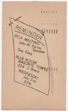 GLENDALE CA Postcard PCA MEETING Progressive Citizens America MASONIC TEMPLE '47