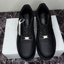 Nike Air Force 1 Low Men s Low Top Sneakers Black Lace Up Solid Logo