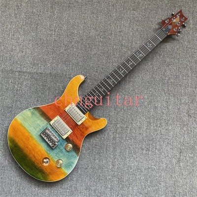 PRS Multicolor Electric Guitar Flame Maple 2H Pickups Tremolo Bridge Chrome Part