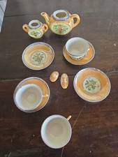 Vintage Made in Japan Miniature Tea Set   9 Pieces   Floral Lusterware Charming