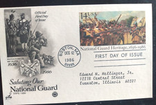 NATIONAL GUARD HERITAGE 300TH ANNIVERSAR  1986 FIRST DAY CARD ARTCRAFT PCSCACHET