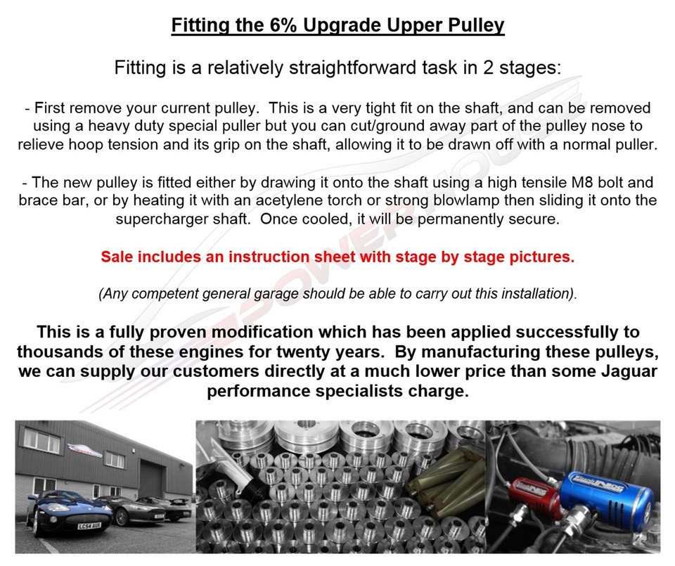 Jaguar XJR 4.0 Supercharger Upper Pulley 6 1.5lb Upgrade Stainless