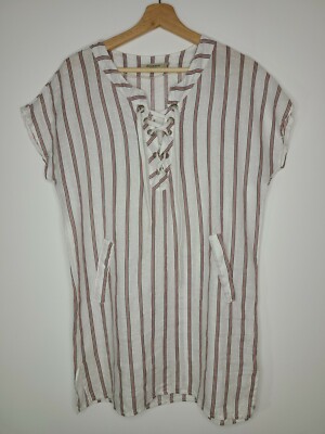 Viola Borghi Womens Dress Ivory Red Blue Stripe 100% Linen Size Small | eBay