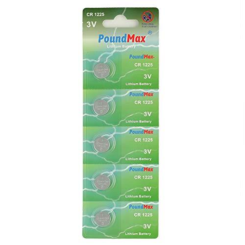 PoundMax Litio CR1225 Batteria Bottone, 3V | 1x Confezione da 5 (n7O)