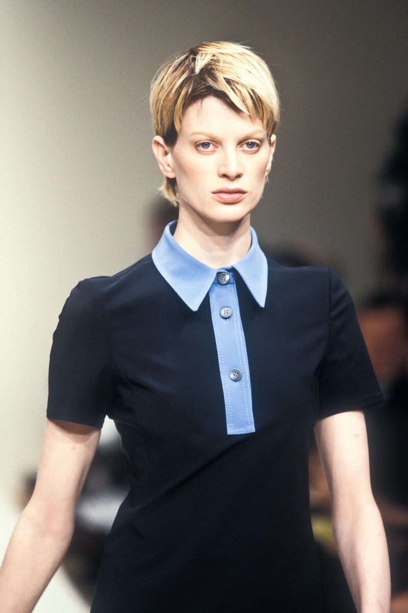 Prada Spring 1996 Blue Navy Nylon Short Sleeve T Shirt Polo Prada Spring 1996 Blue Navy Nylon Short Sleeve T Shirt Polo