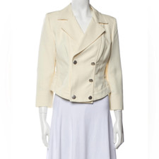 MAXMARA luxury Italian brand ivory Double breasted women s cropped blazer sz 8