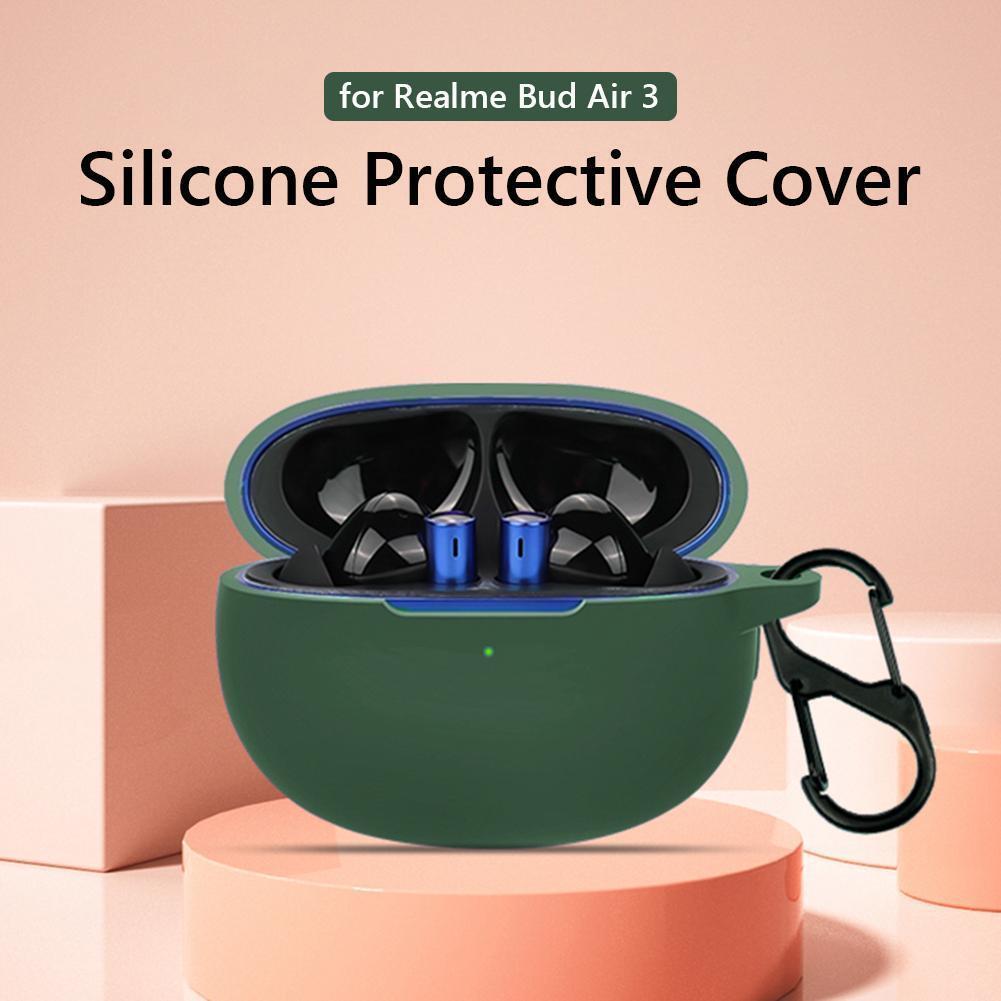 Silicone Cases for Realme Buds Air3 Charging Box Protector Shell (Green