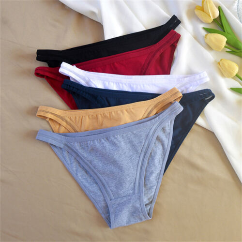 6 piezas Mujeres Algodón Color Sólido Bragas Ropa Interior Sexy Transpirable Suave Íntimo - Imagen 3 de 30