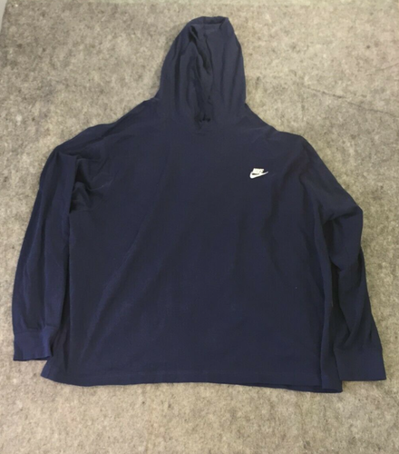 Nike Men's Hooded Shirt Navy Blue Size 