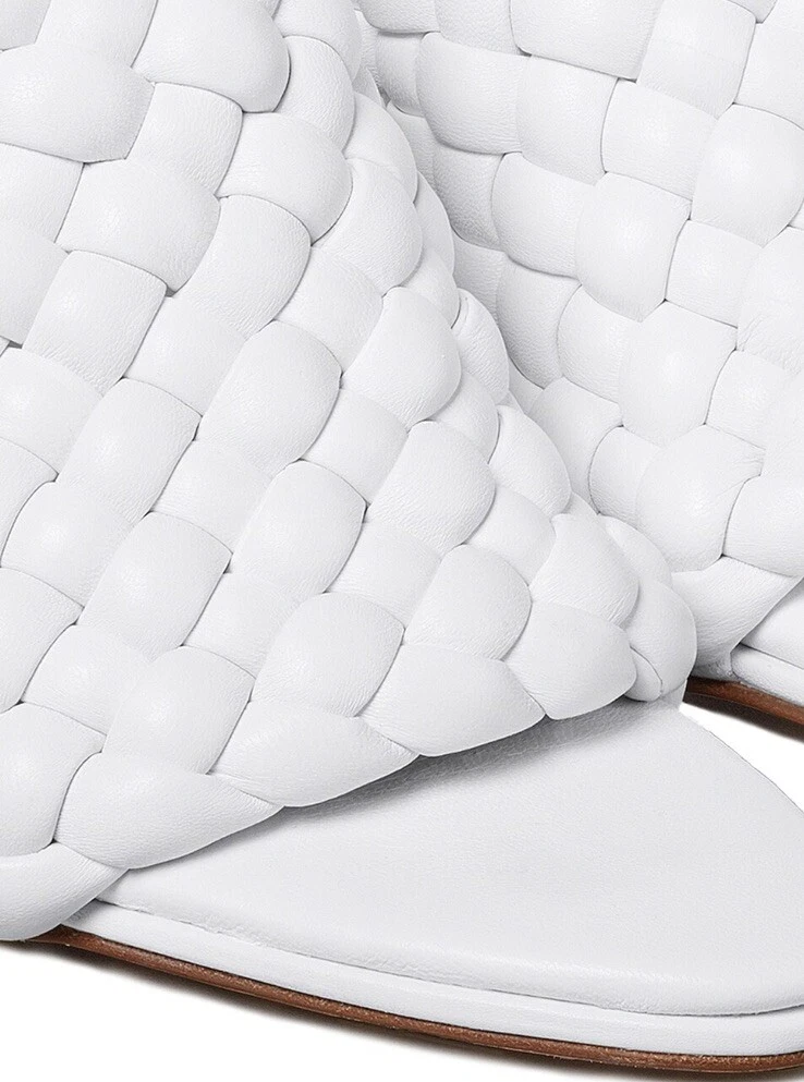 Scarpe sandali Bottega Veneta imbottiti pelle bianca intrecciata misura Eur 39 5 nuovi con scatola