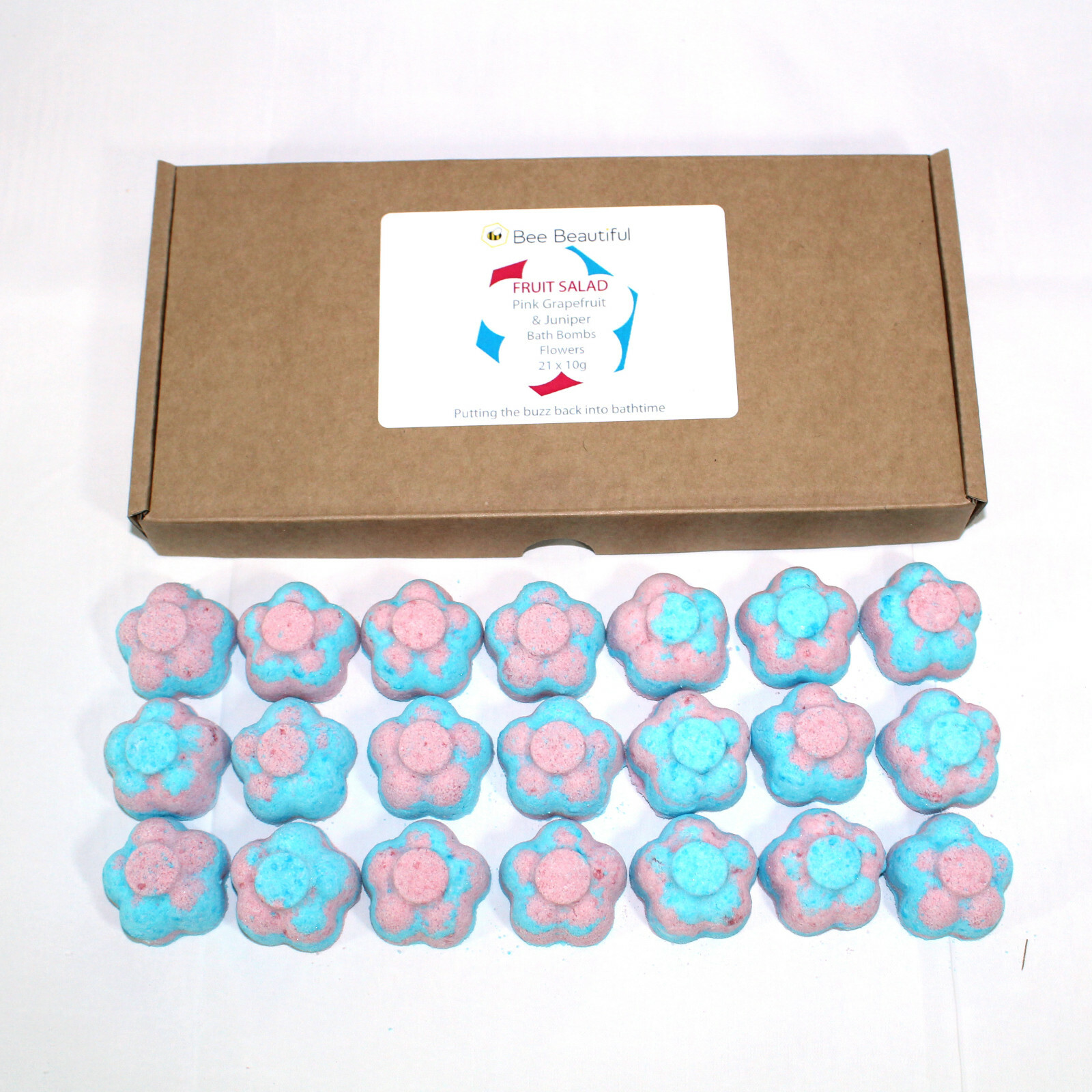 Bath Bombs Fruit Salad scented 21 x 10g Flowers reduced plastic