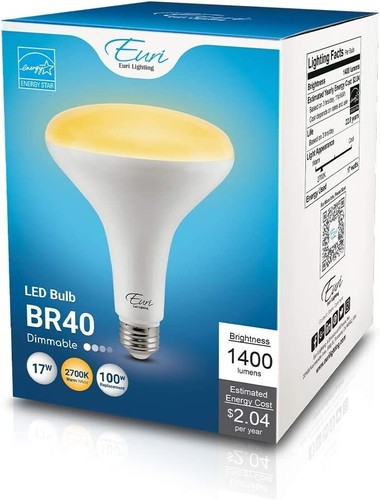 Euri Lighting LED BR40 Flood Bulb Warm White 4000K Dimmable 17W 1400lm Pk of 24 - Picture 7 of 7