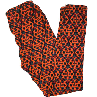 NWT LuLaRoe Leggings OS One Size 2-10 Red Orange Black Patterned