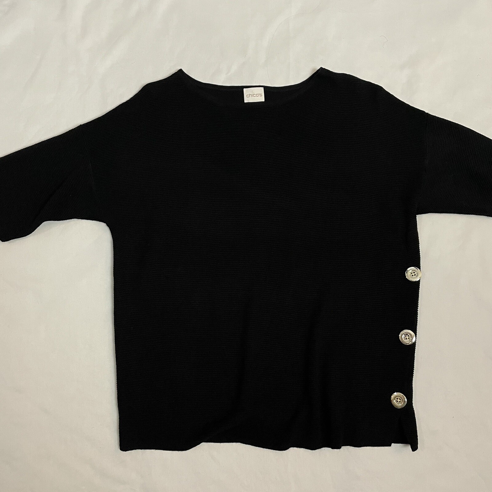 Chico's Side-Button Nicolette Pullover Black Knit… - image 9