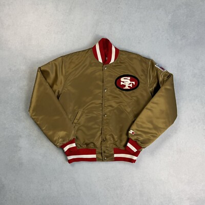 VINTAGE 90s STARTER NFL SAN FRANCISCO 49ers GOLD SATIN BOMBER