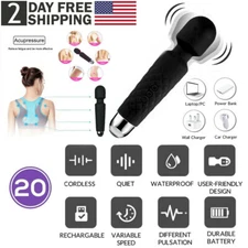 20 Speed Handheld Massager Wand Vibrating Massage Full Body Therapy Motor New