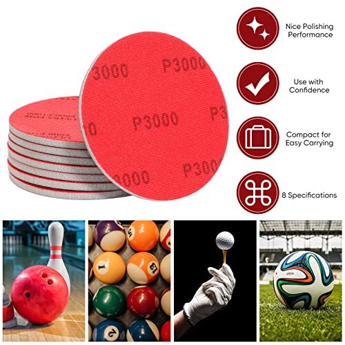 8 Pack Bowling Sanding Pads Resurfacing Polishing Cleaning Kit for Bowling Bowls - Afbeelding 4 van 7