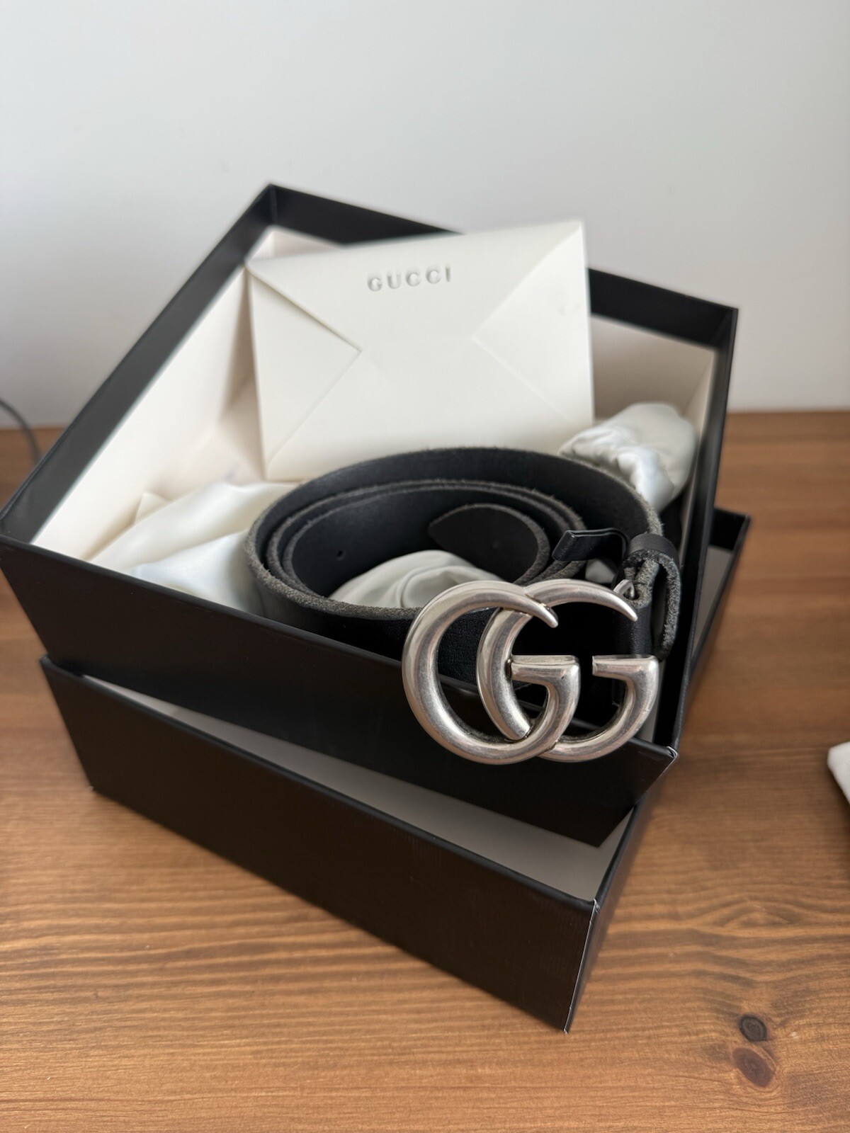 Gucci 414516 CVE0N 1000 - Unisex GG Marmont belt - 85cm - Black - Excellent Cond
