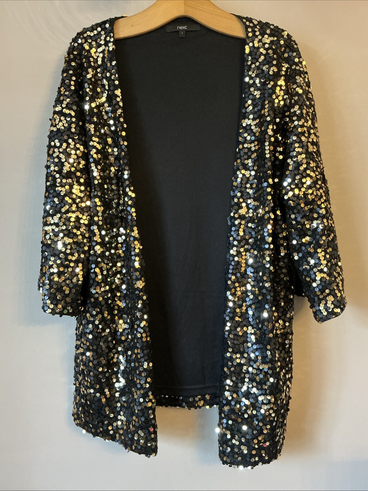 Next Stunning Black & Gold Sequin Top / Jacket - Size Large