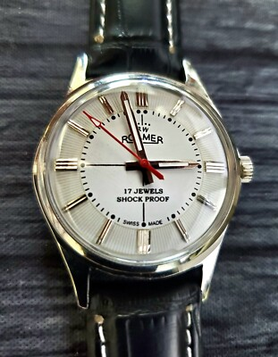 #ad Rare Roamer Brevete Swiss Mens Manual Watch White Serviced $173.99