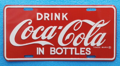Kennzeichen Metall Werbung Coca Cola USA 1960er Blech Vintage