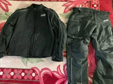 HWK Mens Motorcycle Black Jacket & Pants Air Ventilation Waterproof Pads Used