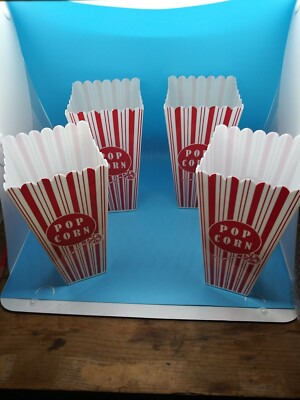 Set of 4 Retro Popcorn Plastic Container Box 7.75'' Tall