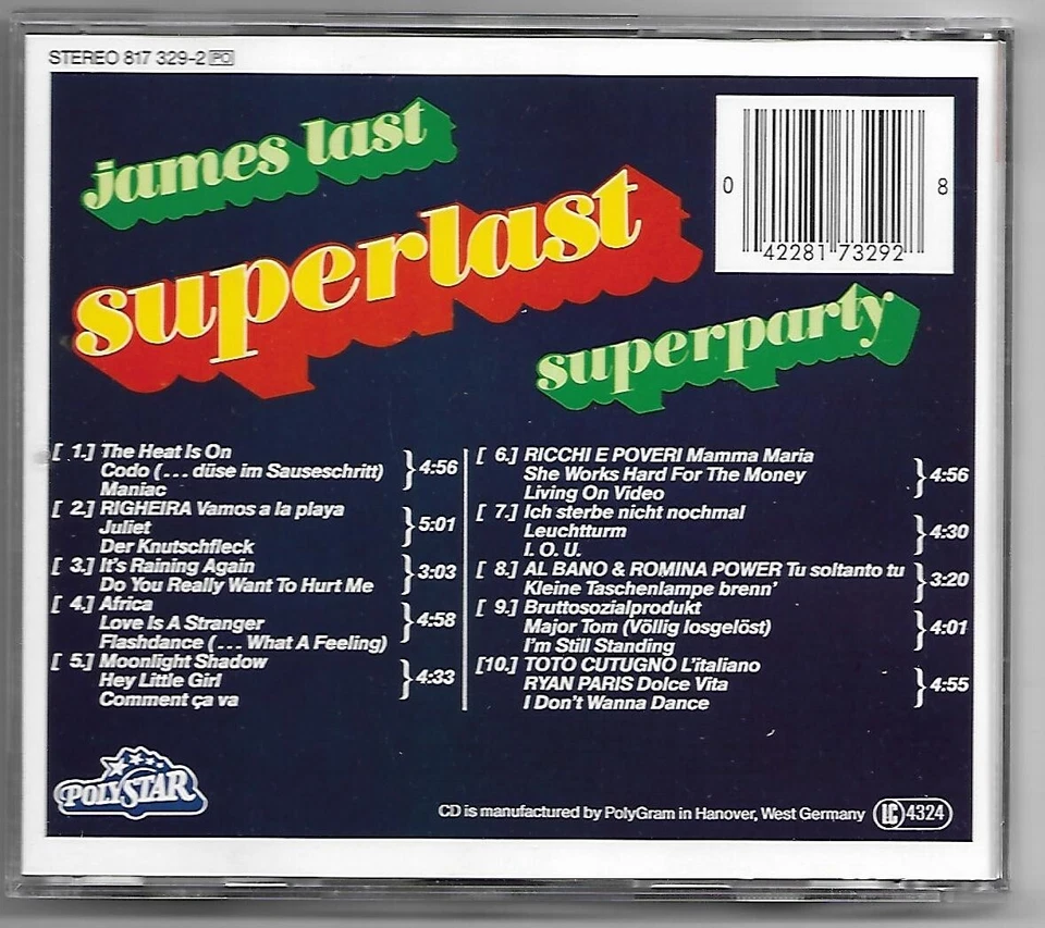 James Last "Superlast" CD 1983,Polystar/Germany,817 329-2 - Rarität - Bild 2 von 3
