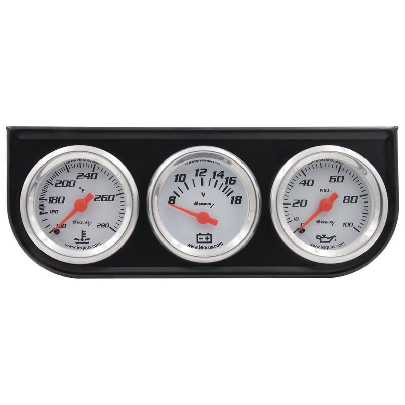 Equus Gauge Set 5100; 5000 Series Water Temp, Volt, Oil Pressure White
