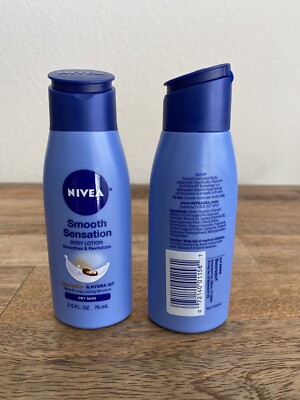 NIVEA SMOOTH SENSATION Body LOTION TRAVEL SIZE 2 X 2.5 NEW SHEA BUTTER HYDRA IQ