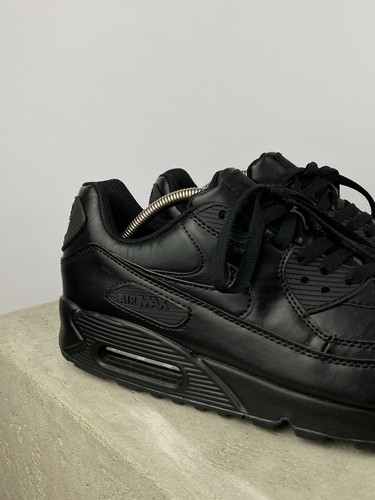 Nike Air Max 90 Herren Selten Leder Triple Schwarz Sportschuhe Gr. 45 / US 11 - Bild 2 von 10