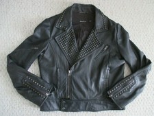 Muubaa Moto Black Studded Leather Jacket Size 12