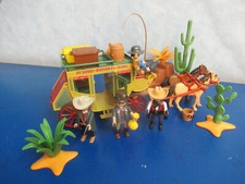 TOP  2 spännige Western Pferde Postkutsche v Figuren  Gepäck Playmobil 7420