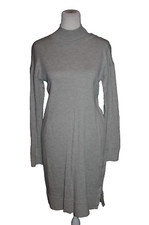 Banana Republic Grey Mock Neck Long Sleeve Sweater Dress Snap Slit Size Small S