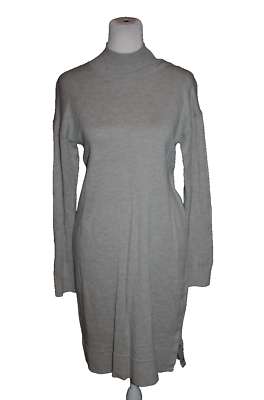 Banana Republic Grey Mock Neck Long Sleeve Sweater Dress Snap Slit Size  Small S | eBay