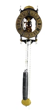 Vintage TEMPUS FUGIT Mechanical Skeleton Wall Clock West Germany Weighted
