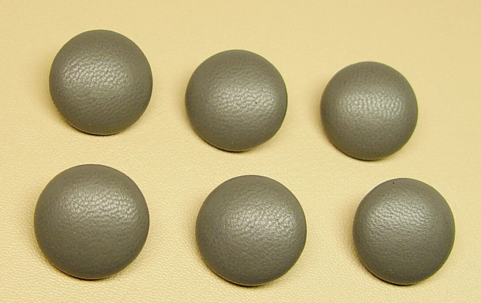 6 MADE IN USA 3/4" Grey color genuine leather covered jacket buttons,metal loop - Image 4 of 4