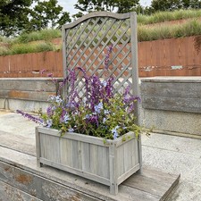 Garden Grey Wood Planter Trellis Box Lattice Plant Climbing Patio Flowerpot Bed