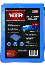 MTR 5 Mil Ultimate Poly Tarp Blue Tarp Heavy Duty Tarp 18’×10’