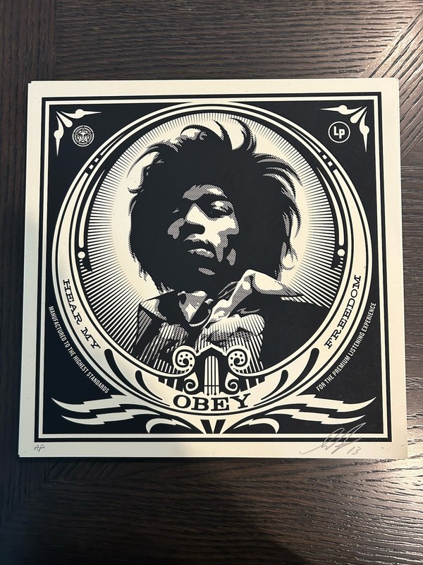 Shepard Fairey Signed Jimi Hendrix Hear My Freedom Album Cover Print Obey Giant