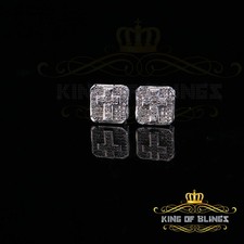 925 Sterling White Silver 0.25ct Diamond Women's Men's Cross Square Earrings