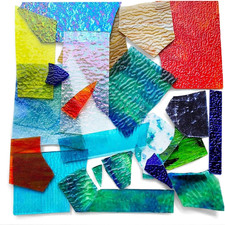 4.4 LB / 2 KG Irregular Stained Glass Scraps, Colorful Stained Glass Sheets, Tra